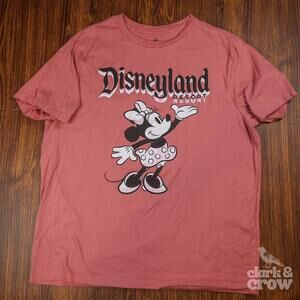 Disneyland Resort Minnie Mouse Retro Pink Graphic Tee Womens XL Adult Cotton WDW